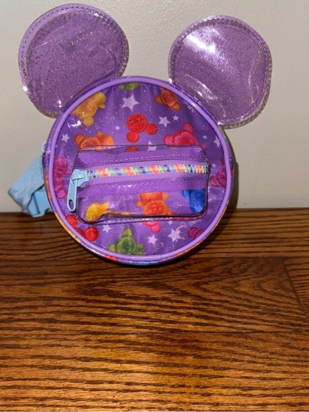 Disney Parks Mickey Ears Transparent Glitter Gummy Bear Crossbody Belt Bag